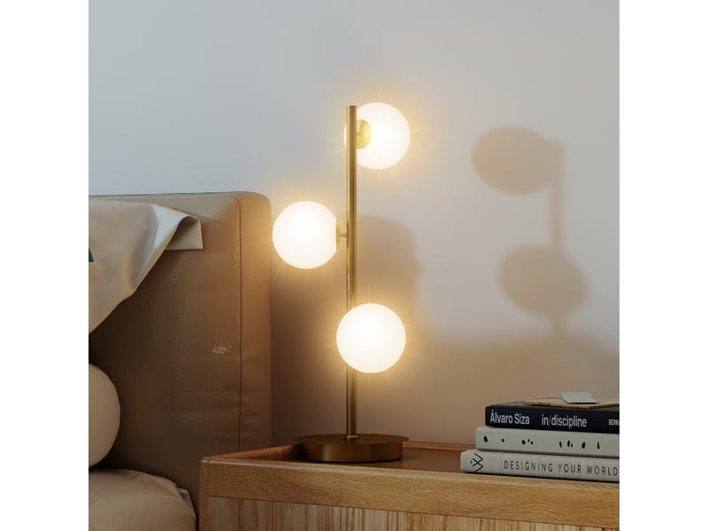  Lampe de table 24x24x53 cm 3 abat-jour sphériques — laiton antique  - Conforama C