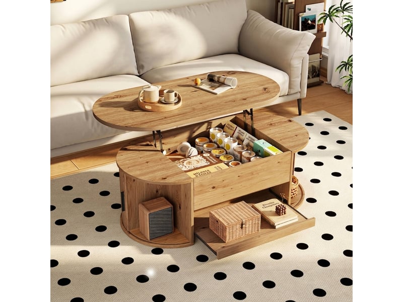 Table basse relevable multifonction 110x55 cm avec rangement caché - Conforama E