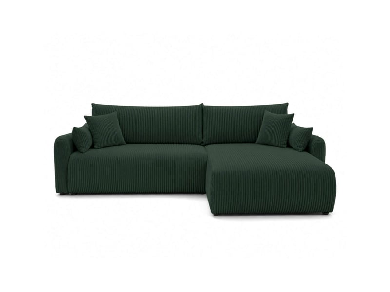  Apoline - canapé d'angle réversible convertible 4 places avec coffre en velours côtelé  - Conforama E