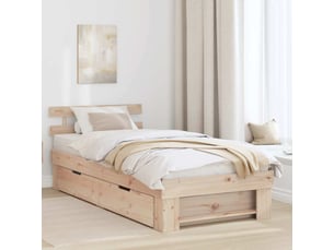 Lit adulte, lit simple, cadre de lit avec tête de lit naturel 90x200cm pin massif cf3222