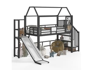 Lit mezzanine 90x200 cm <strong>WISHDOR</strong> <strong></strong> coloris noir