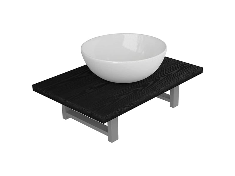  Meuble de salle de bain, armoire salle de bain en deux pièces céramique noir cf65446  - Conforama A