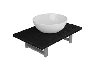 Meuble de salle de bain, armoire salle de bain en deux pièces céramique noir cf65446