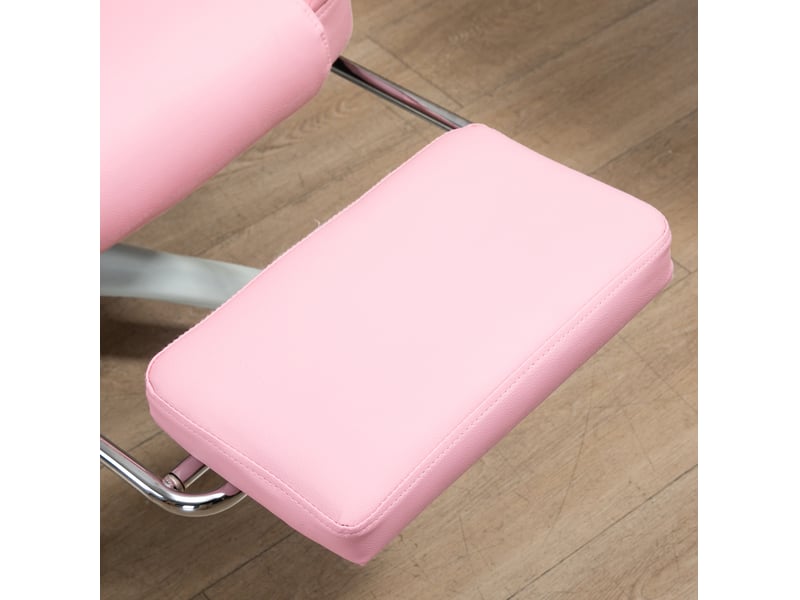  Chaise de bureau rose en cuir régénéré avec repose-pieds, dossier inclinable 135° et hauteur réglable 47-55 cm  - Conforama E