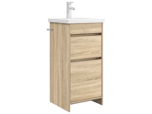 Meuble salle de bain avec évier, meuble de rangement chêne sonoma shl5917