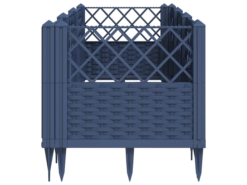  Jardinière - bac à fleurs avec piquets bleu gris 123,5x43,5x43,5 cm pp  - Conforama D