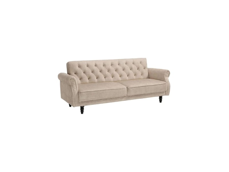 Canapé convertible miles 3 places 220x90cm - velours beige champagne - couchage 110x180cm  - Conforama A