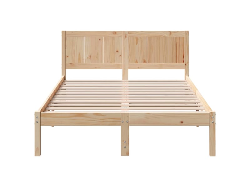 Lit double- lit adulte - cadre de lit marron 135 x 190 cm bois de pin massif - Conforama D