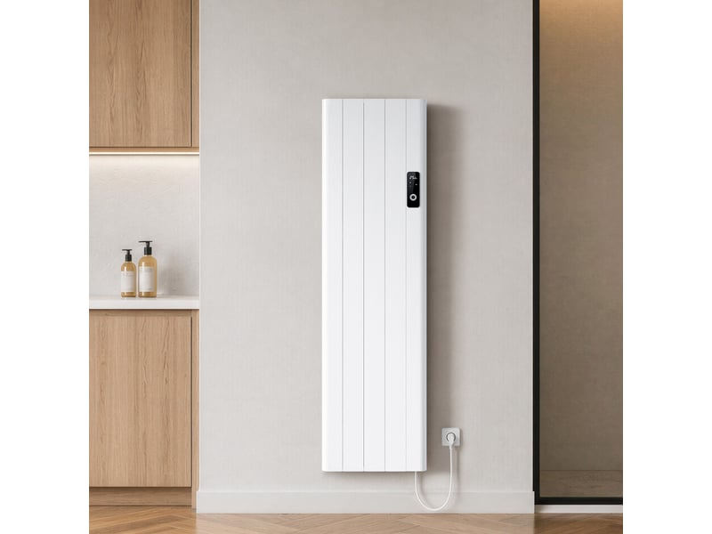  Emke radiateur électrique à convection 1500w, panneau chauffant mural en aluminium 160x45,4cm, thermostat wifi, blanc brillant  - Conforama B