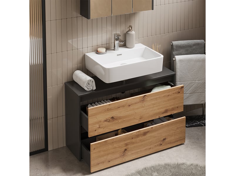  Vicco meubles bain, anthracitechêne artisan, 2 pièces  - Conforama D