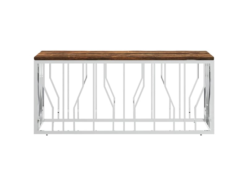  Table basse - table de salon - table à thé acier inoxydable et bois massif de récupération  - Conforama C