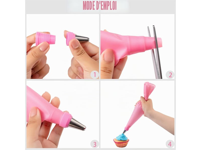  Ensemble de poches à douille, douilles à pâtisserie, accessoires de pâtisserie (rose,40 pièces)  - Conforama D