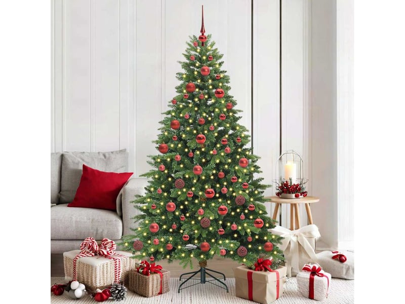  Sapin de noël artificiel, arbre de noël avec 300 led vert 180 cm pe et pvc shl2703  - Conforama B