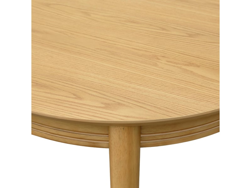  Table à manger oblongue bois d'hévéa placage chêne 6 places naturel - laurine  - Conforama C