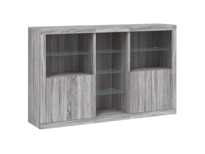 Buffet - bahut - meuble de rangement avec lumières led sonoma gris 162x37x100 cm - Conforama C