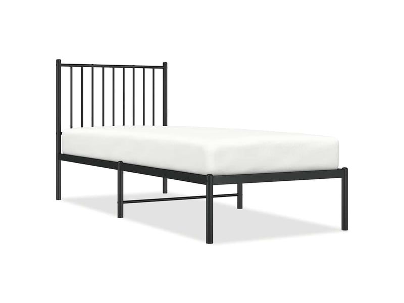  Lit simple- lit adulte -  cadre de lit métal sans matelas avec tête de lit noir 80x200 cm  - Conforama A