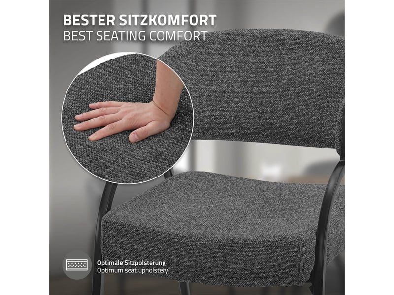  Ml-design lot de 4 chaises de salle à manger rembourrées en tissu bouclé, avec accoudoirs et dossier incurvée, cadre en acier, rembourrage confortable, pour salon cuisine bureau, 120 kg, anthracite ECD Germany GmbH - Conforama D