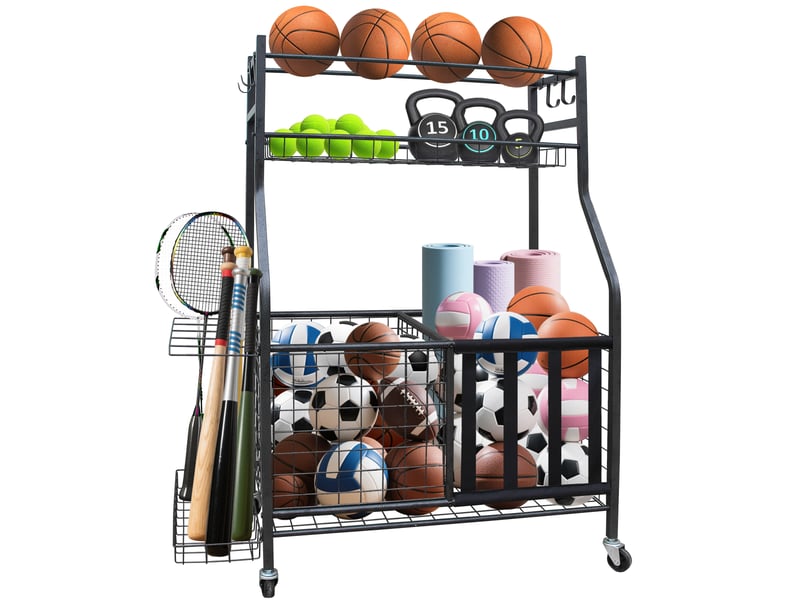  Chariot de rangement pour ballons à roulettes en acier noir 73x41.5x116 cm W3274P422048 - Conforama B