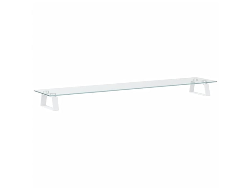  Support de moniteur table meuble bureau 100 x 20 x 8 cm verre trempé et métal blanc 02_0044823  - Conforama D
