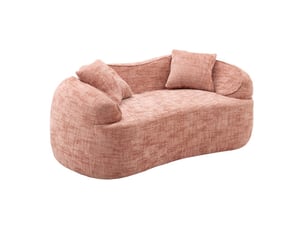 Canapé deux places courbé - rose - 170x87x65 cm - 25 kg - mousse+ressort - 2 coussins inclus - prêt à l'emploi