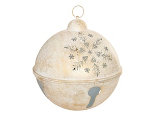 Grelot de noël en métal blanc et or d. 52 cm pour l'extérieur