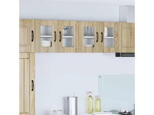 Meuble mural de cuisine, cabinet en verre mural 2 pcs chêne sonoma shl6465