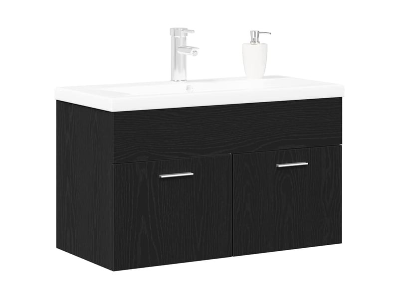  Armoire de salle de bain, cabinet de salle de bain chêne noir 90 x 38,5 x 46 cm cf65072  - Conforama C