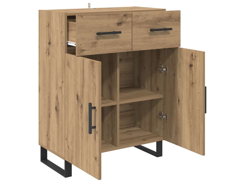 Buffet salon, buffet de rangement chêne artisanal 69,5x34x90 cm bois d'ingénierie  - Conforama E
