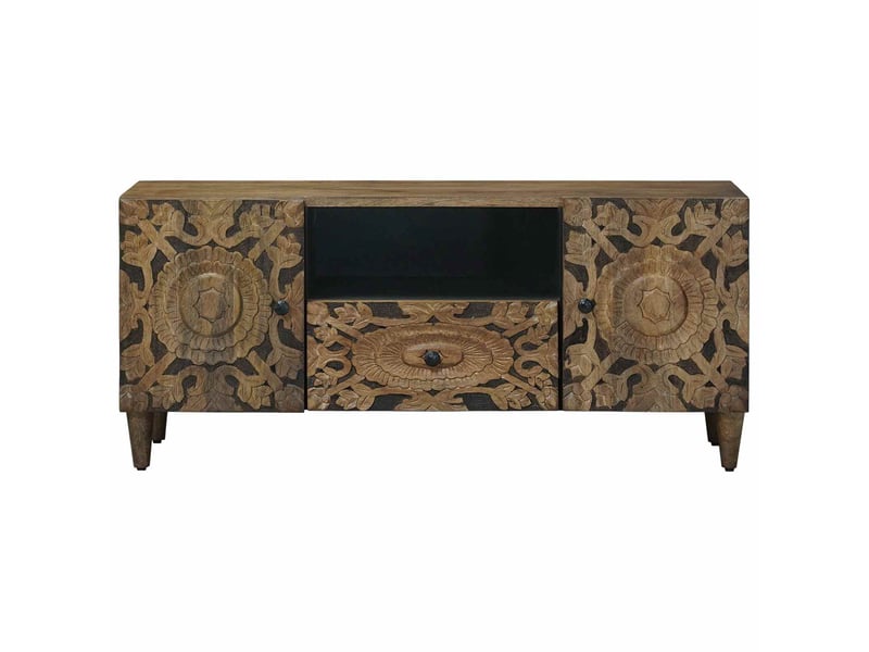  Meuble tv - banc tv - meuble de rangement marron 105 x 33,5 x 46 cm bois de mangue massif  - Conforama C
