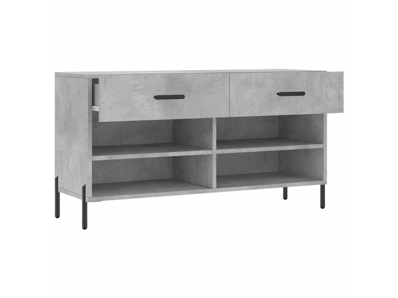  Banc à chaussures, meuble à chaussures gris béton 102x35x55 cm bois d'ingénierie shl3199  - Conforama E