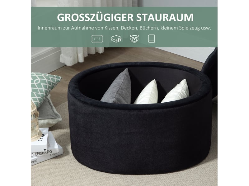  Banc de rangement tcqpz ovale noir 71 x 52 x 42 cm polyester aspect velours  - Conforama E