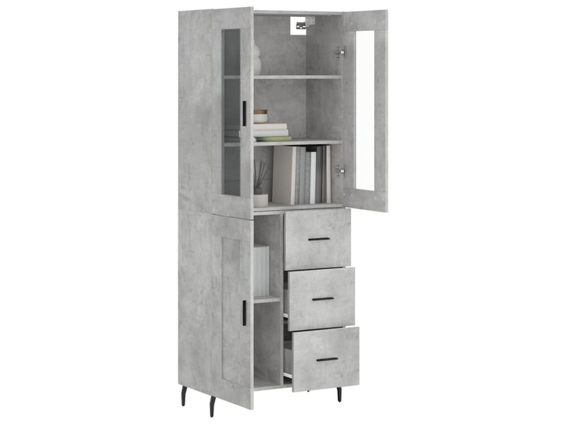  Buffet haut - bahut - meuble de rangement gris béton 69,5x34x180 cm bois d'ingénierie  - Conforama C