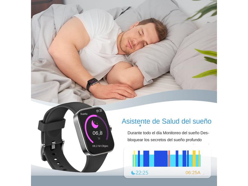  Montre connectée (noire) (pour répondrepasser des appels), montre connectée pour hommes et femmes  - Conforama E