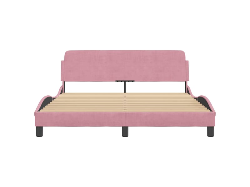  Lit double- lit adulte -  cadre de lit avec tête de lit dover rose 160x200cm velours  - Conforama C