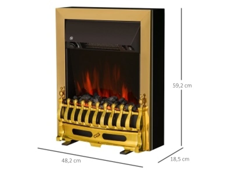  Cheminée électrique à poser 48,2 x 18,5 x 59,2 cm or, métal, effet flamme et chauffage 1000w 2000w  - Conforama C