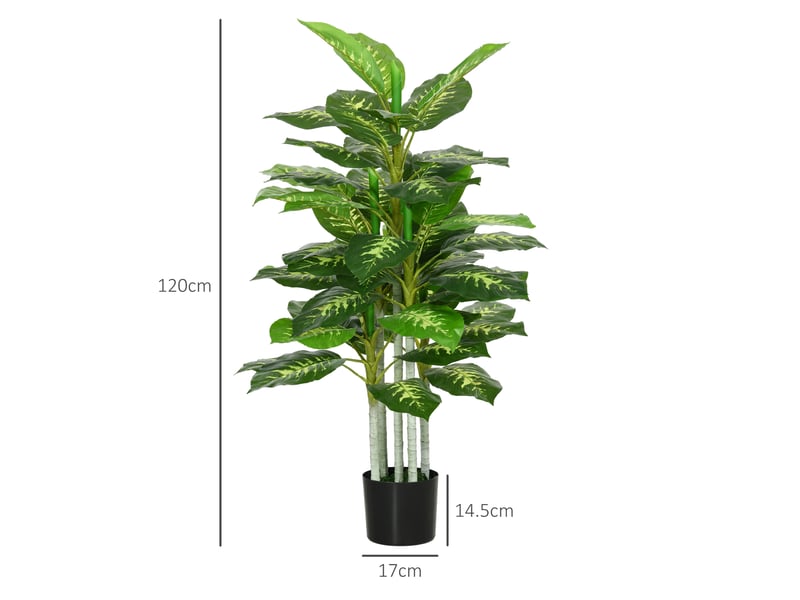  Plante artificielle décorative de 120 cm de haut avec pot noir pour une utilisation intérieure et extérieure  - Conforama E