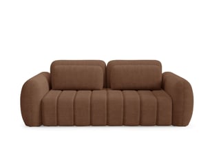 Canapé droit convertible   4 places Tissu bouclette rouge avec coffre de rangement