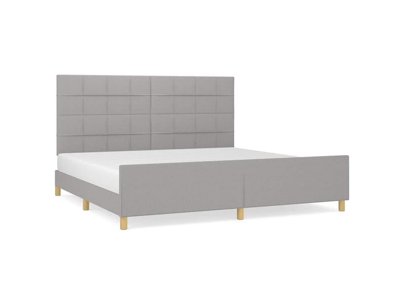  Lit double- lit adulte -  cadre de lit sans matelas gris clair 200x200 cm tissu  - Conforama A