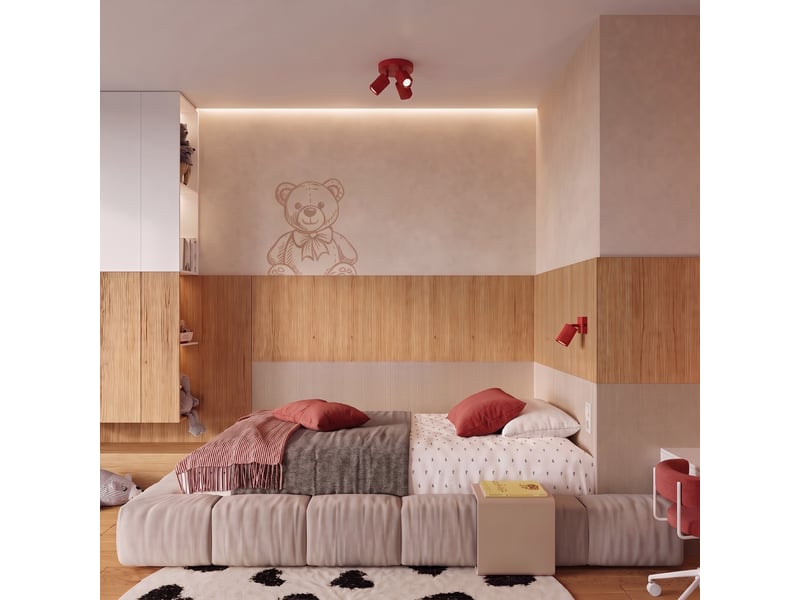  Plafonnier rayo 3p rouge aluminium moderne 18x20x20cm SL.3250 - Conforama C