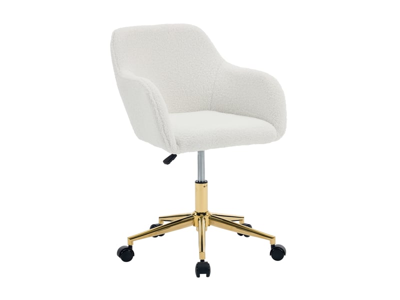  Fauteuil de bureau pivotant réglable 58x58x86 cm en tissu bouclette ivoire  - Conforama A