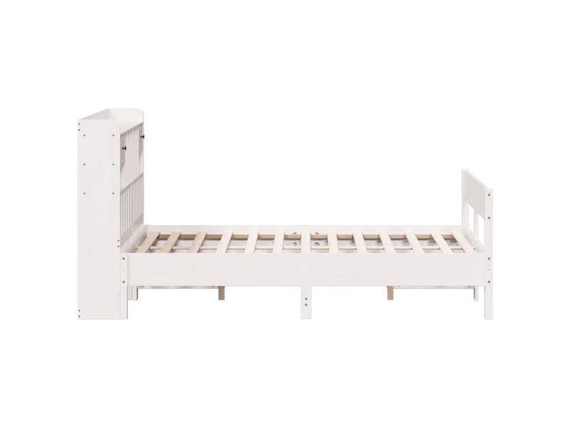  Lit double- lit adulte -  lit bibliothèque sans matelas blanc 160x200 cm bois pin massif  - Conforama D