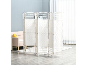 Paravent en bois 242 x 170 cm séparateur de pièce pliable 6 panneaux cloison de séparation chambre à coucher intérieur maison blanc