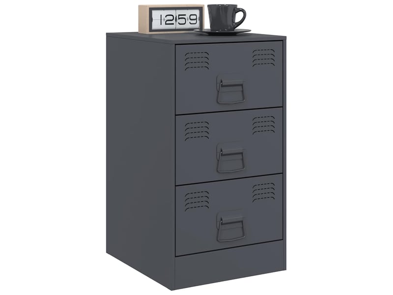  Lot de 2 tables de chevet - cabinet de chevet - table de nuit anthracite 34,5x39x62 cm acier  - Conforama B