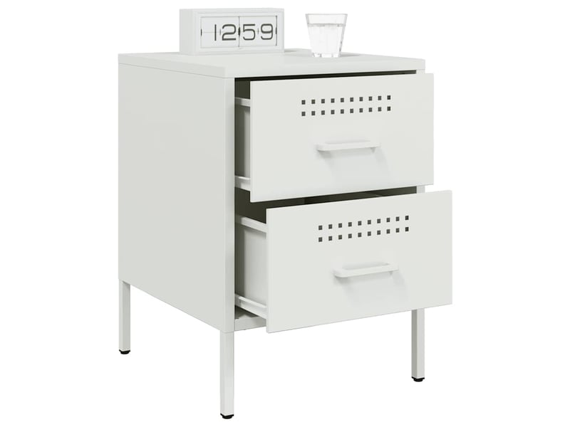  Lot de 2 tables de chevet - cabinet de chevet - table de nuit blanc 36x39x50,5 cm acier  - Conforama C