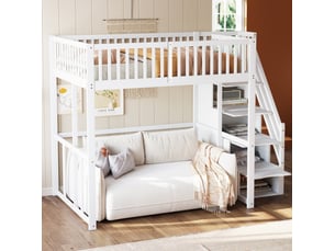 Lit mezzanine 140x200 cm <strong>HAVRYA</strong>  <strong></strong> coloris blanc