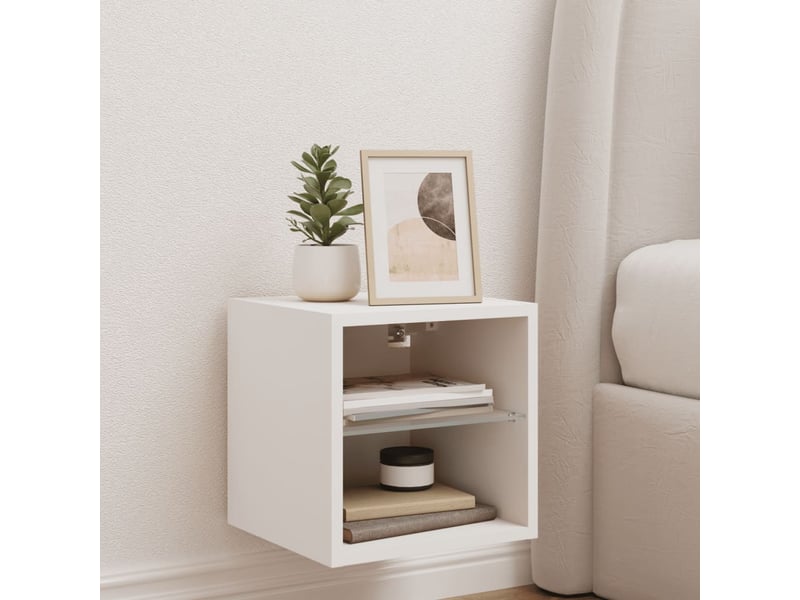  Meuble tv - banc tv - meuble de rangement mural avec lumières led blanc 30x28,5x30 cm  - Conforama D