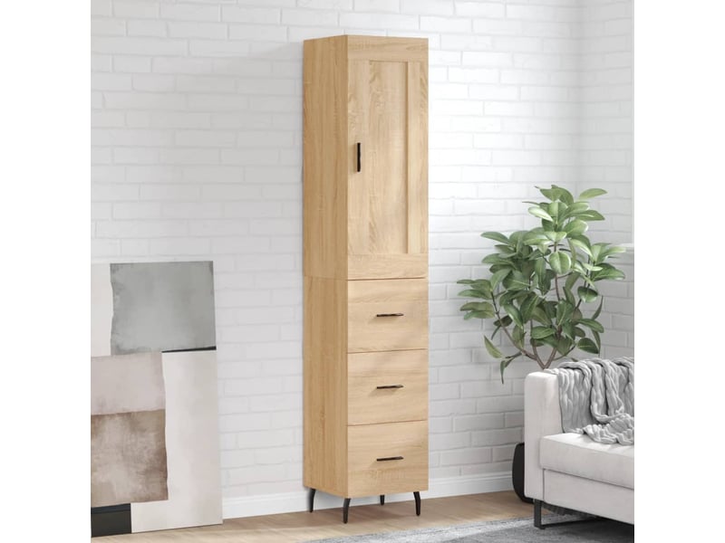  Buffet haut - bahut - meuble de rangement chêne sonoma 34,5x34x180 cm bois d'ingénierie  - Conforama B