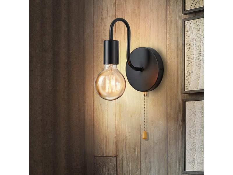  Applique murale intérieure avec interrupteur à tirette e27 noir 7914674598 - Conforama B