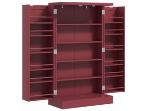Armoire meuble de cuisine garde-manger 2 portes avec 5 étagères et 12 porte-épices - rouge - 60 x 30 x 104 cm