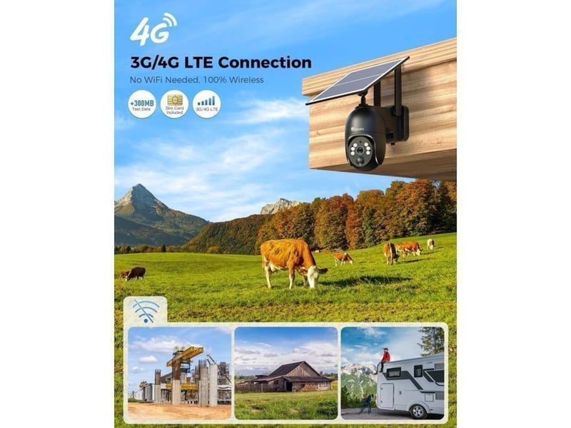  Camera securite solaire 4g lte 2.5k ptz 355 90 vision couleur 30 m 149519_AABAA80004_6_DROPFR - Conforama B